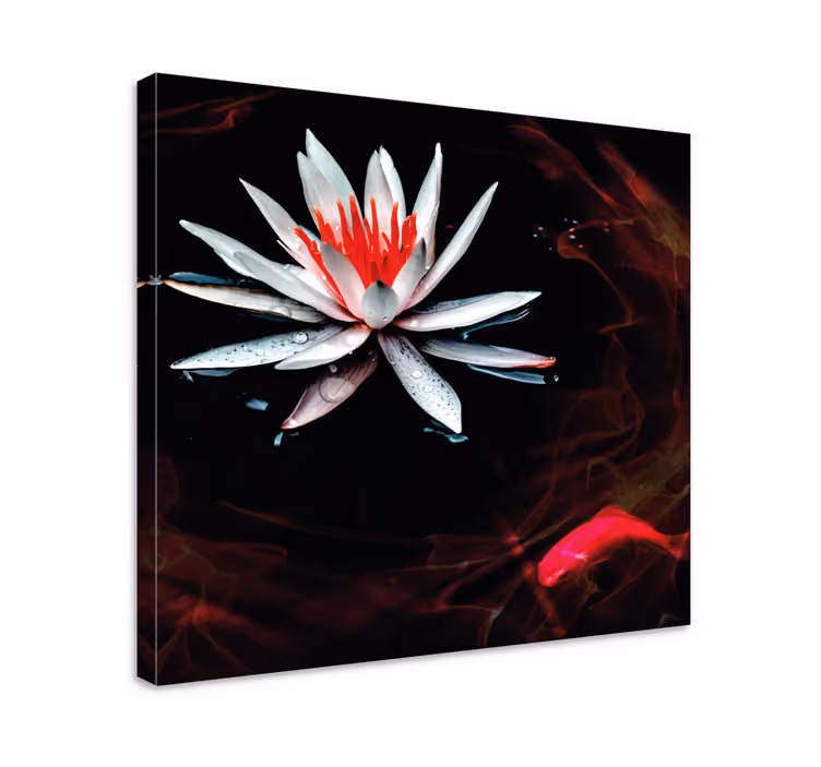 Cuadro de flores loto sobre agua - TenVinilo