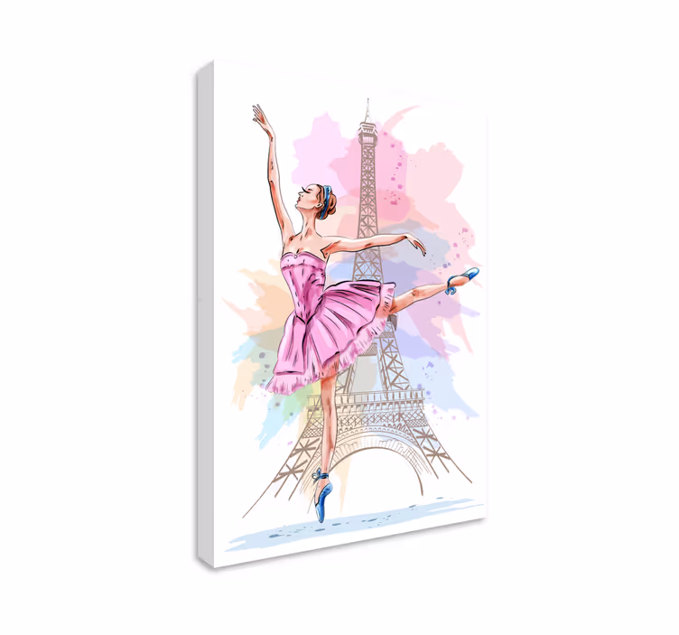 Cuadro de bailarina frente la Torre Eiffel - TenVinilo