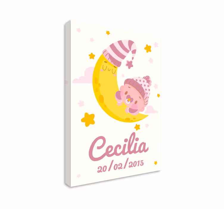 Cuadro para bebés abrazo de luna feliz - TenVinilo