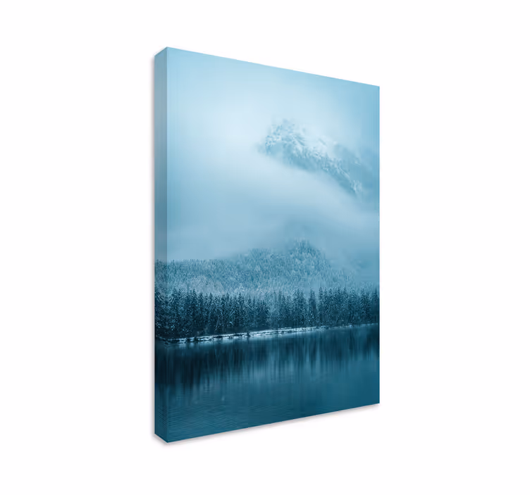 Cuadro paisajes reflejo de montañas nebulosas - TenVinilo