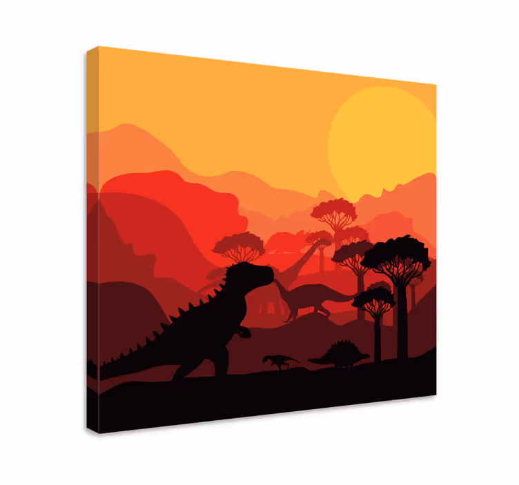 Cuadro dinosaurios silueta de dinosaurios paisaje - TenVinilo