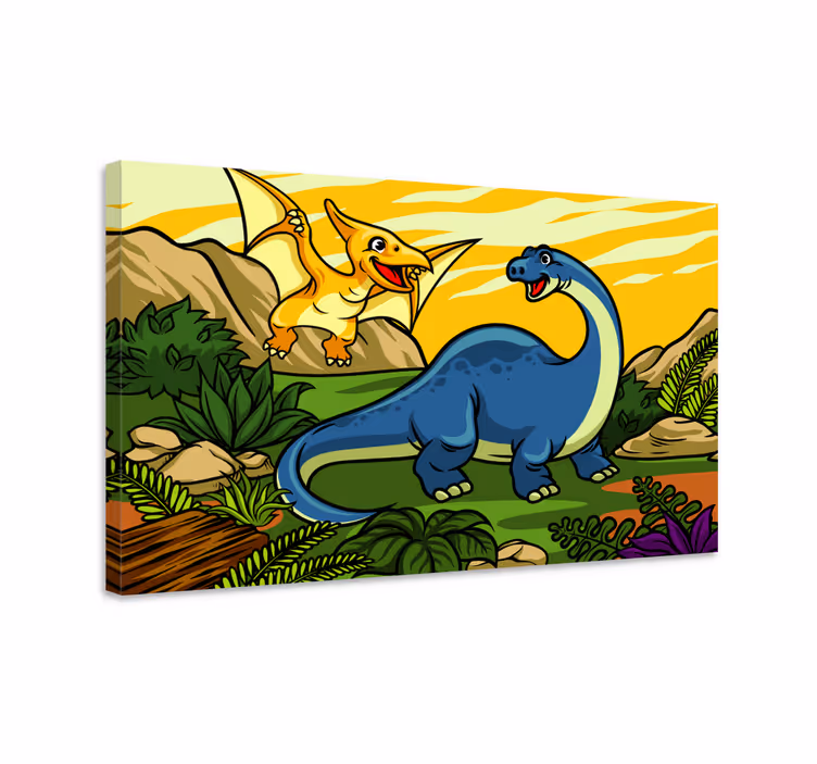 Cuadro dinosaurios dinosaurios felices jugando - TenVinilo