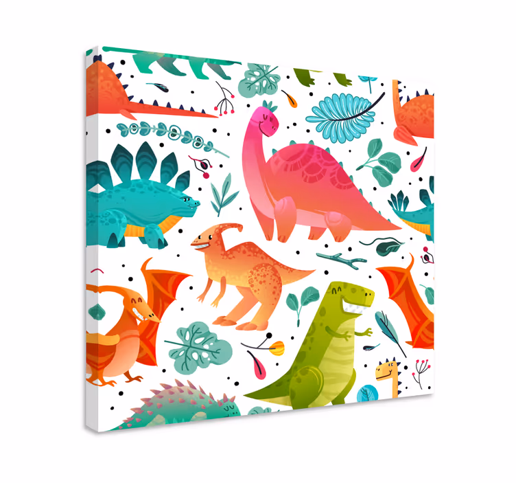 Cuadro dinosaurios aventura colorida de dinosaurios - TenVinilo