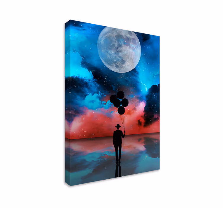 Cuadro abstracto globos de silueta misteriosa - TenVinilo
