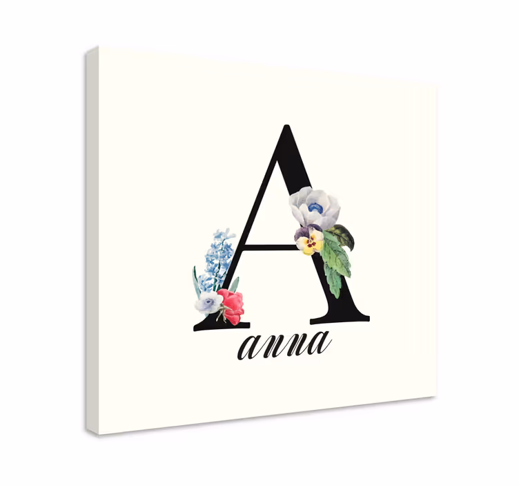 Cuadro abecedario inicial floral a - TenVinilo