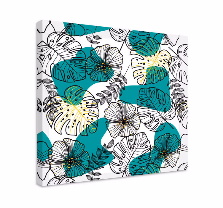 Cuadro de flores patrón de hojas florales - TenVinilo