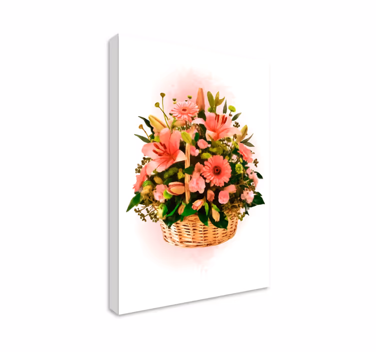 Cuadro de flores canasta de flores rosas - TenVinilo