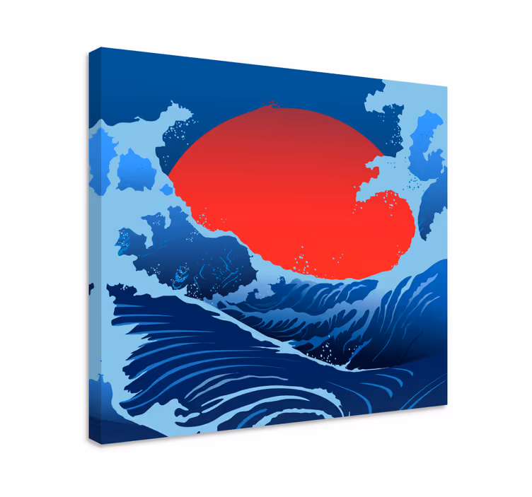 Cuadro paisajes olas del sol rojo - TenVinilo