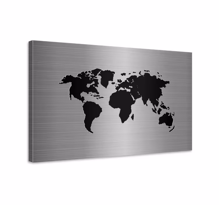 Cuadro mapamundi mapa del mundo negro - TenVinilo