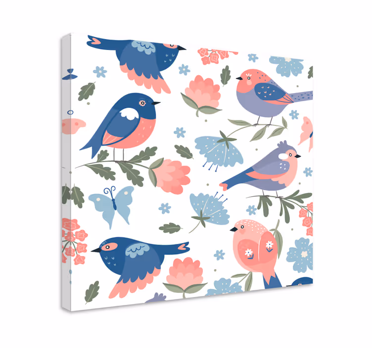 Cuadro de flores pajaros coloridos floral - TenVinilo