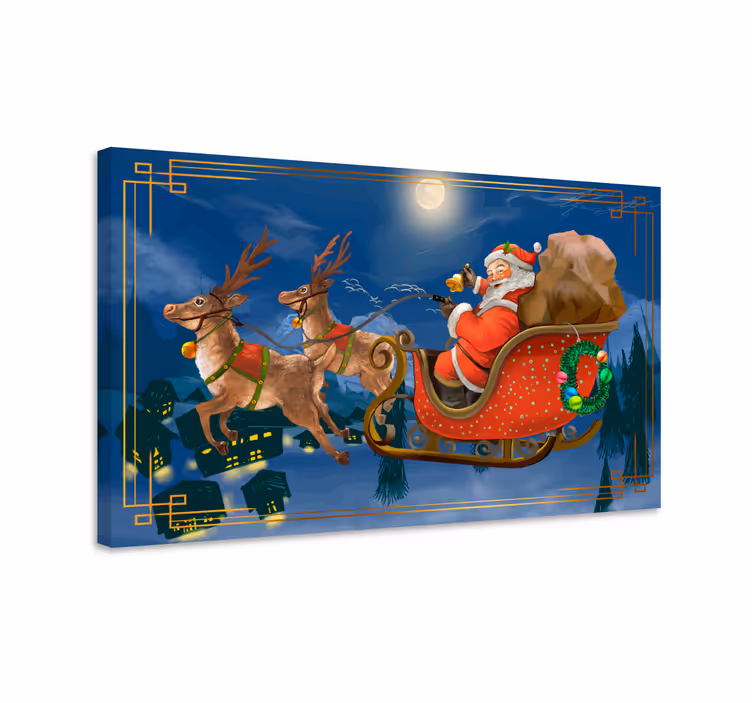 Cuadro 3d trineo feliz de santa - TenVinilo