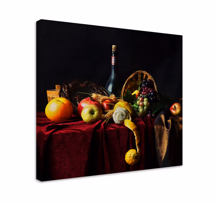 Cuadro bodegones arreglo de frutas doradas - TenVinilo