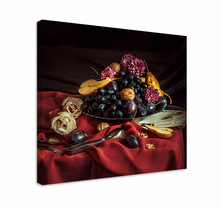 Cuadro bodegones arreglo de frutas elegante - TenVinilo