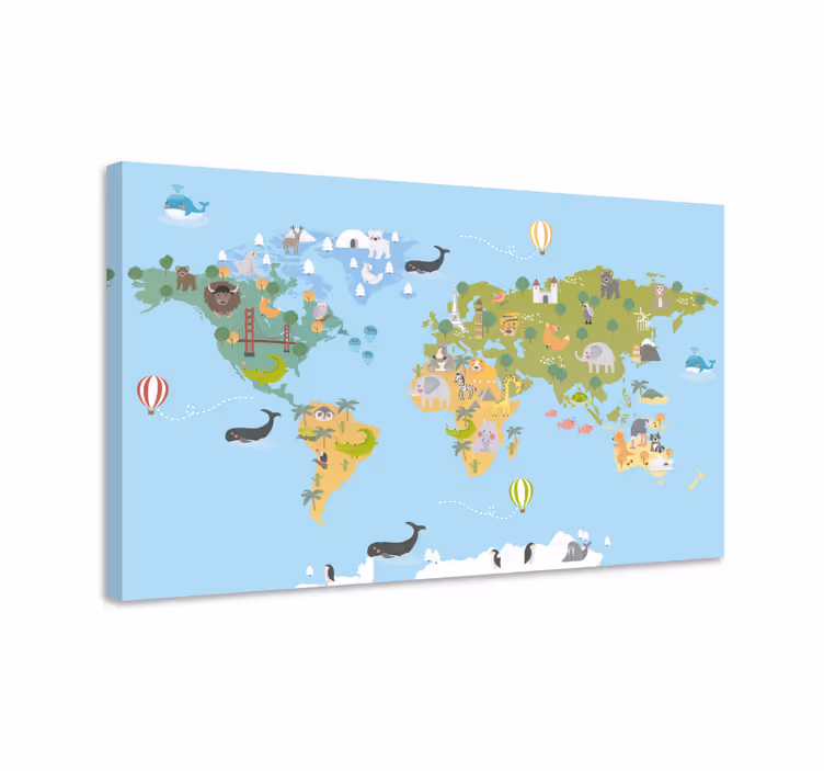 Cuadro mapamundi mapa de animales fantásticos - TenVinilo