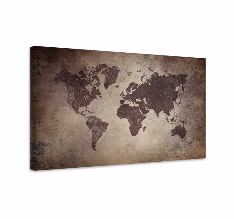 Cuadro mapamundi mapa del mundo retro - TenVinilo