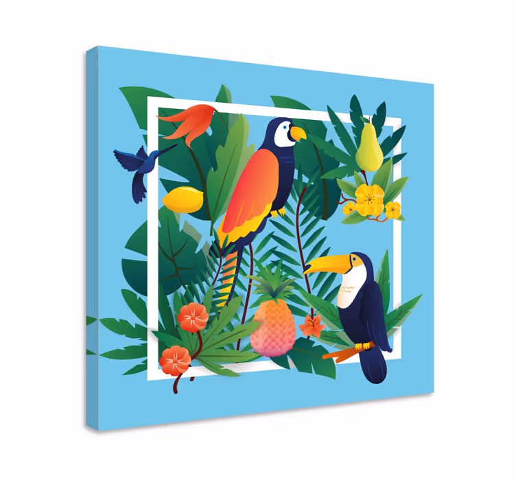 Cuadro animales encuentro de loros tropicales - TenVinilo