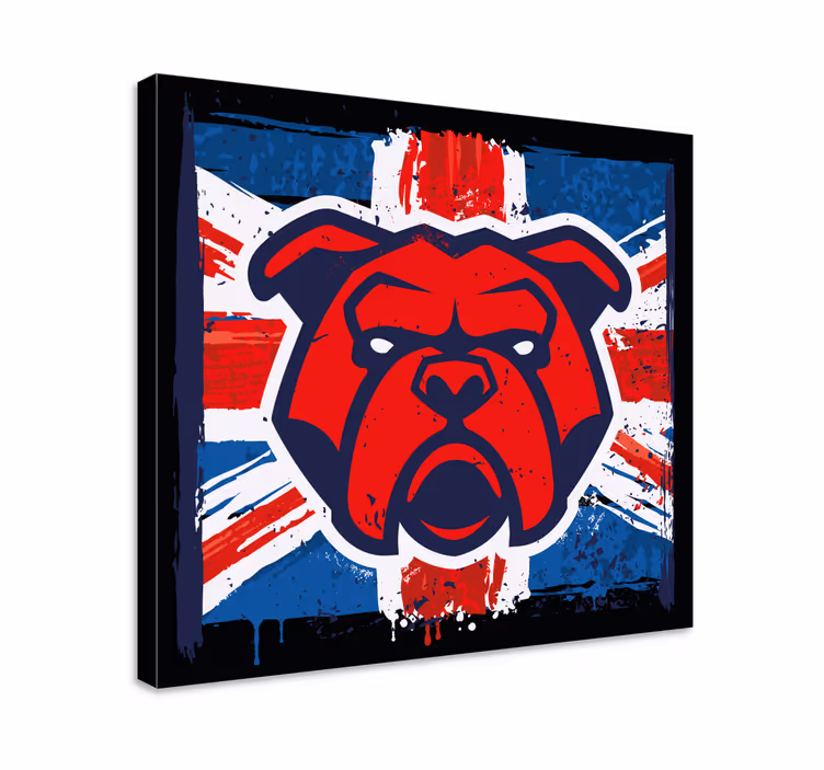 Cuadro perro bulldog bandera británica - TenVinilo
