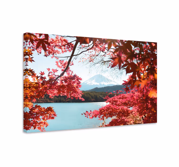 Cuadro de flores montaña fuji enmarcado - TenVinilo