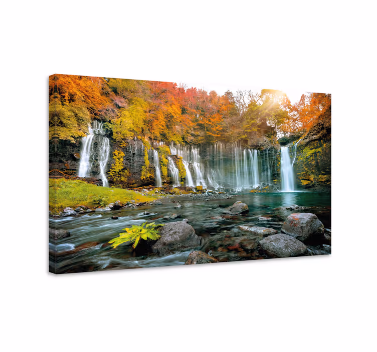Cuadro paisajes escena de cascada en otoño - TenVinilo