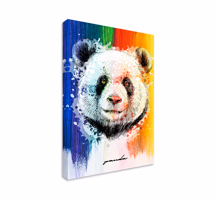 Cuadro animales retrato de panda colorido - TenVinilo