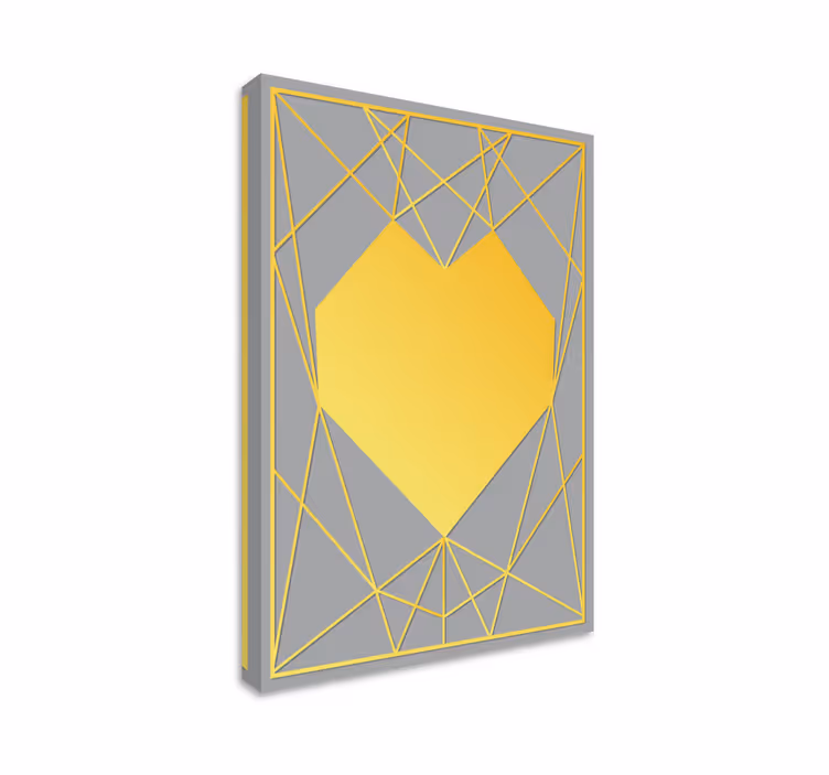 Cuadro geométrico corazón amarillo geométrico - TenVinilo