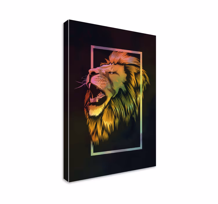 Cuadro animales rugido de león majestuoso - TenVinilo