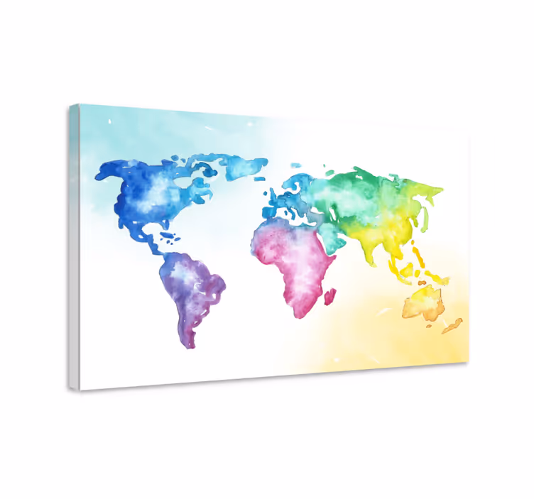 Cuadro mapamundi atlas global acuarela - TenVinilo