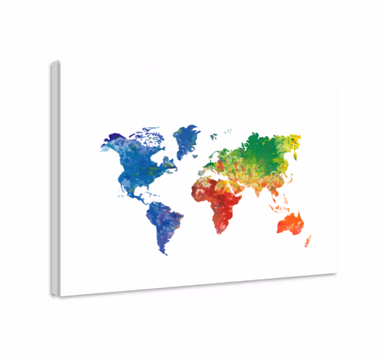 Cuadro mapamundi mapa del mundo colorido - TenVinilo