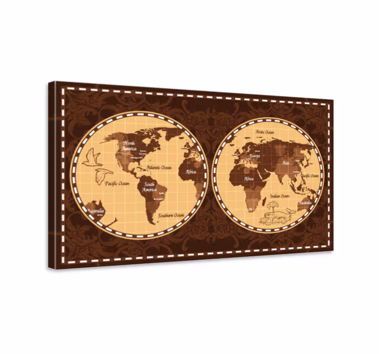 Cuadro mapamundi atlas global retro - TenVinilo