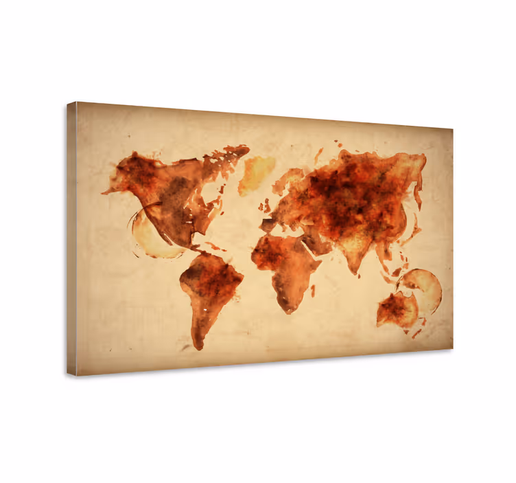 Cuadro mapamundi mapa global acuarelado - TenVinilo