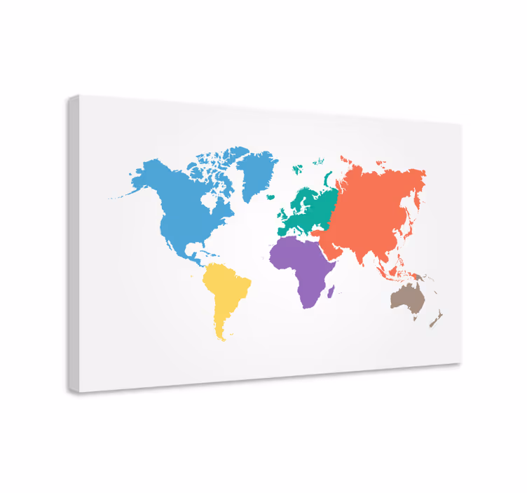 Cuadro mapamundi contorno del mundo colorido - TenVinilo