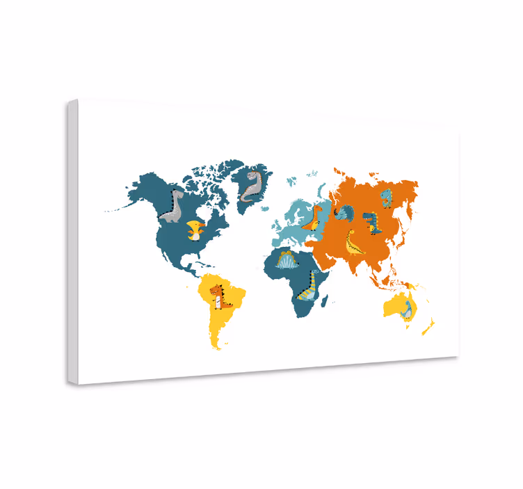 Cuadro mapamundi mapa de animales interactivo - TenVinilo