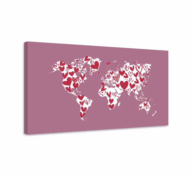 Cuadro mapamundi corazones del mundo - TenVinilo