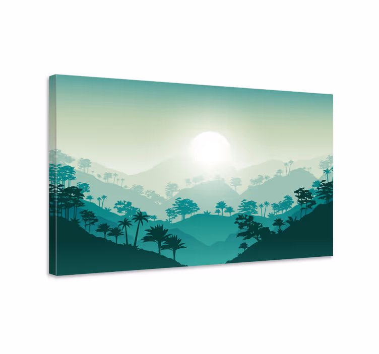 Cuadro paisajes amanecer en montañas brumosas - TenVinilo