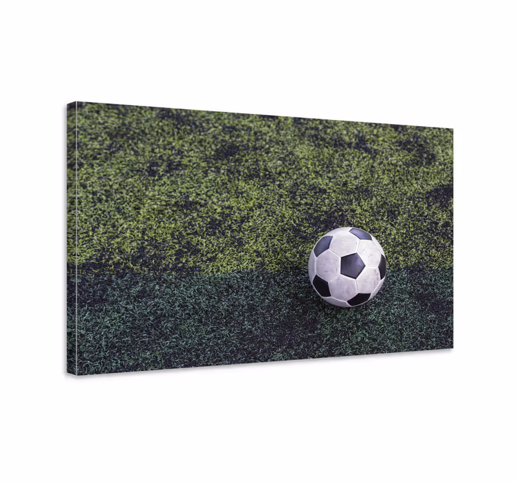 Cuadro deporte balón de fútbol sobre césped - TenVinilo