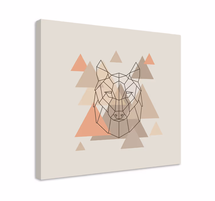 Cuadro de personas cabeza de lobo geométrica - TenVinilo