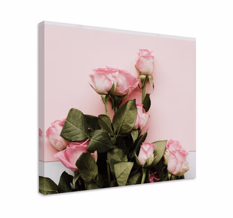 Cuadro de flores arreglo de rosas rosadas - TenVinilo