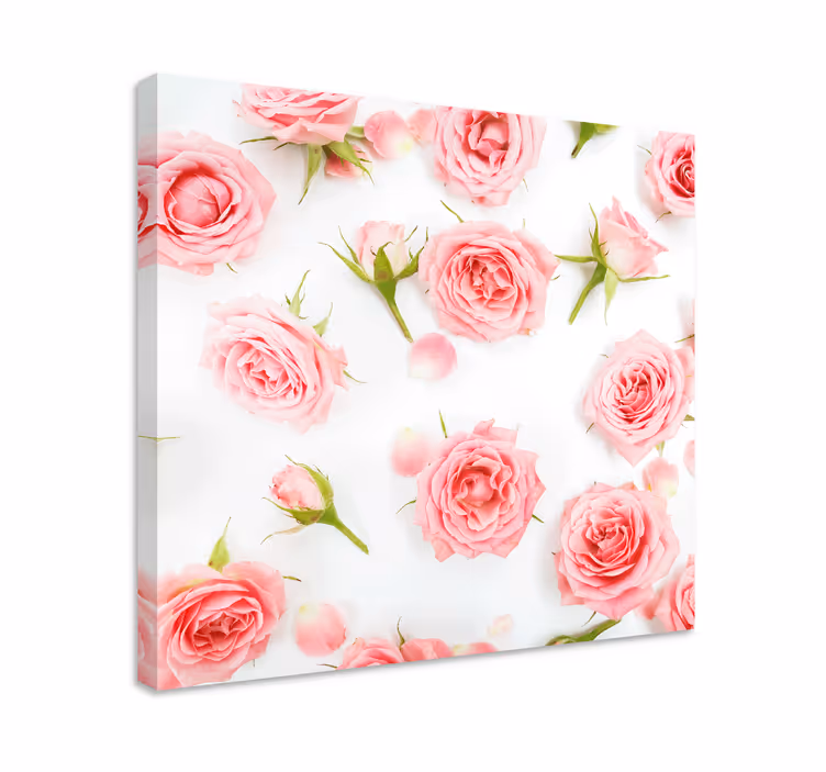 Cuadro de flores arreglo de rosas rosadas - TenVinilo
