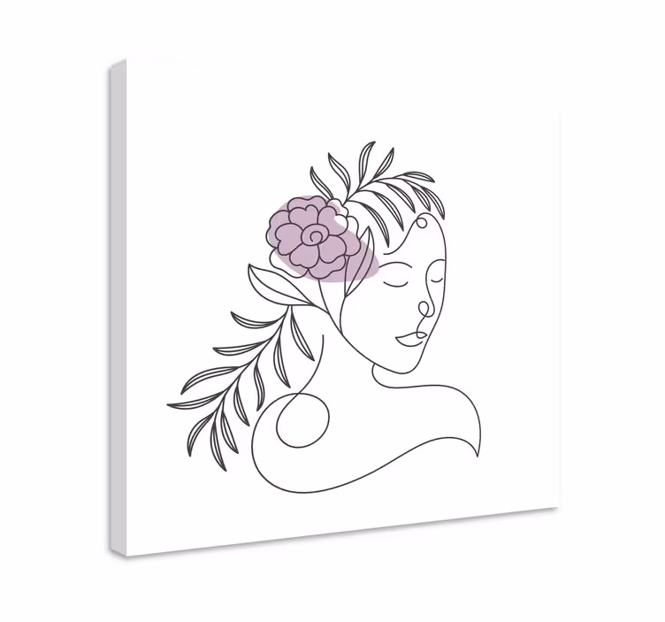 Cuadro de flores rostro dibujado a mano - TenVinilo