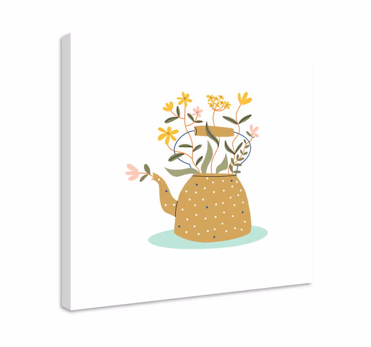 Cuadro de flores tetera con flores - TenVinilo