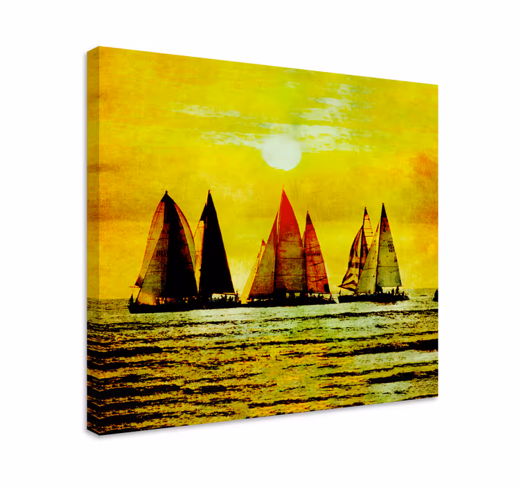 Cuadro marinero escena de navegación al atardecer - TenVinilo