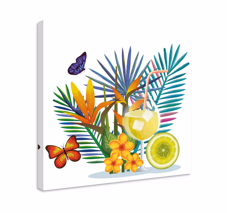 Cuadro de flores arreglo de bebidas tropicales - TenVinilo