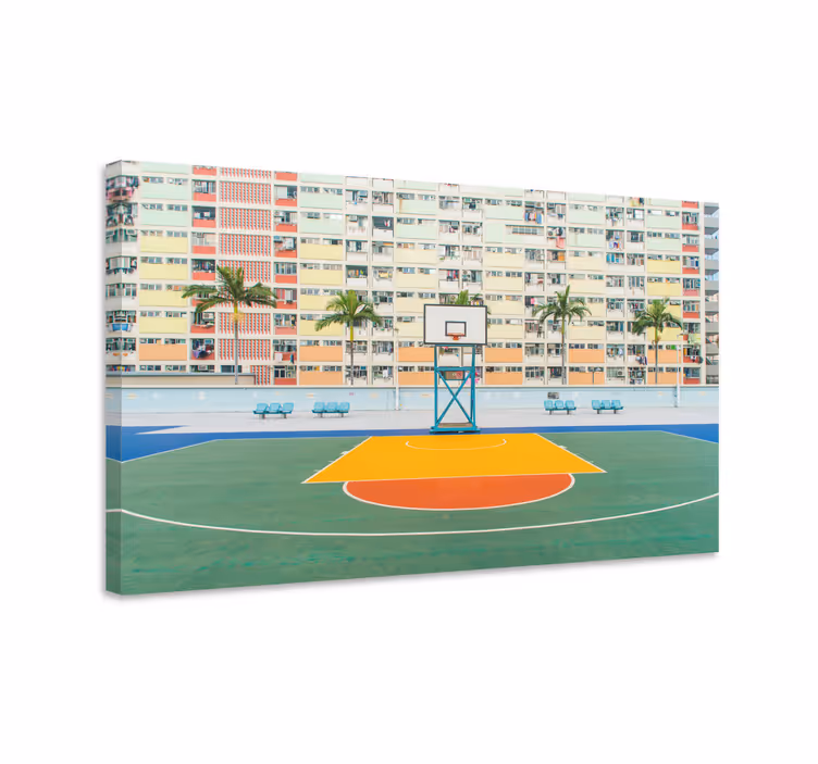 Cuadro deporte cancha de baloncesto vibrante - TenVinilo