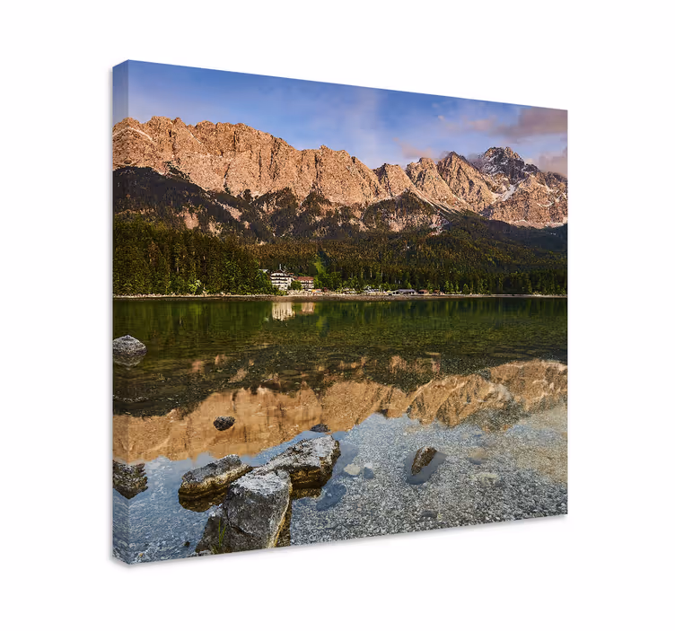 Cuadro paisajes lago de la reflexión de montañas - TenVinilo