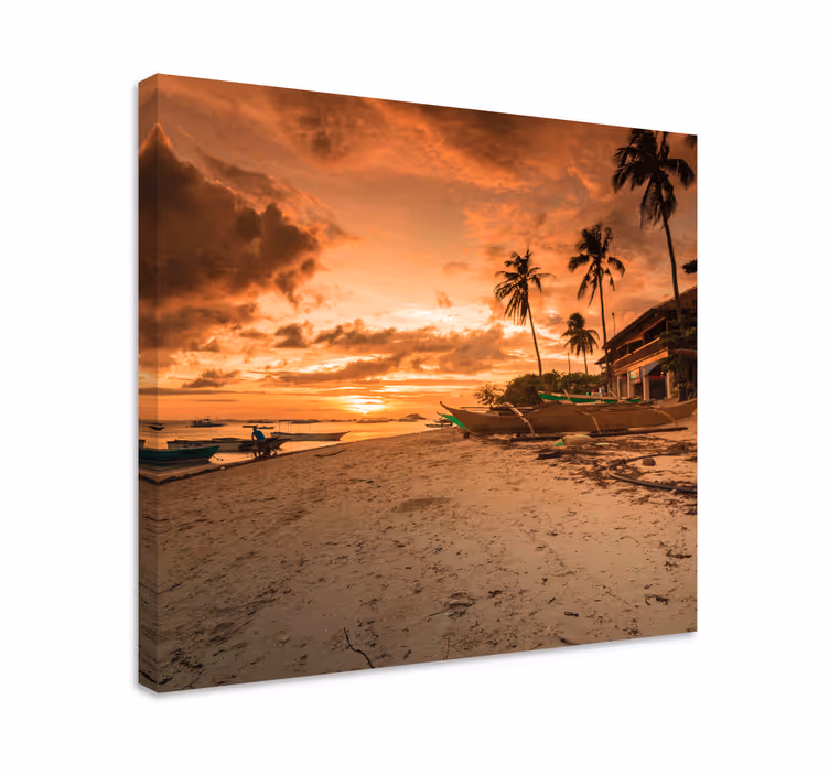 Cuadro paisajes serena puesta de sol sobre el agua - TenVinilo