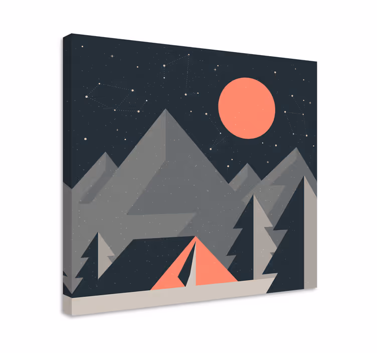 Cuadro paisajes escena de camping en la montaña - TenVinilo