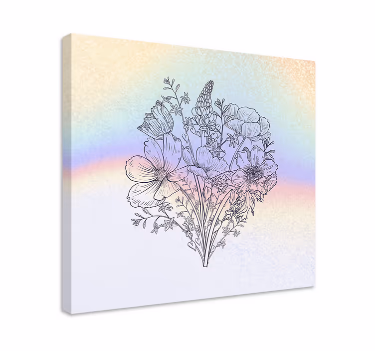 Cuadro de flores contorno de ramo floral - TenVinilo
