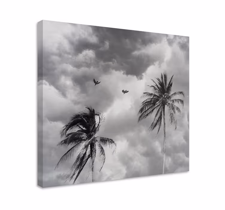 Cuadro de flores silueta de palmeras - TenVinilo