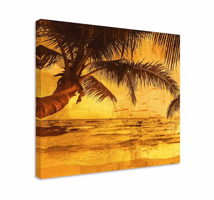 Cuadro paisajes escena de palmeras al atardecer - TenVinilo