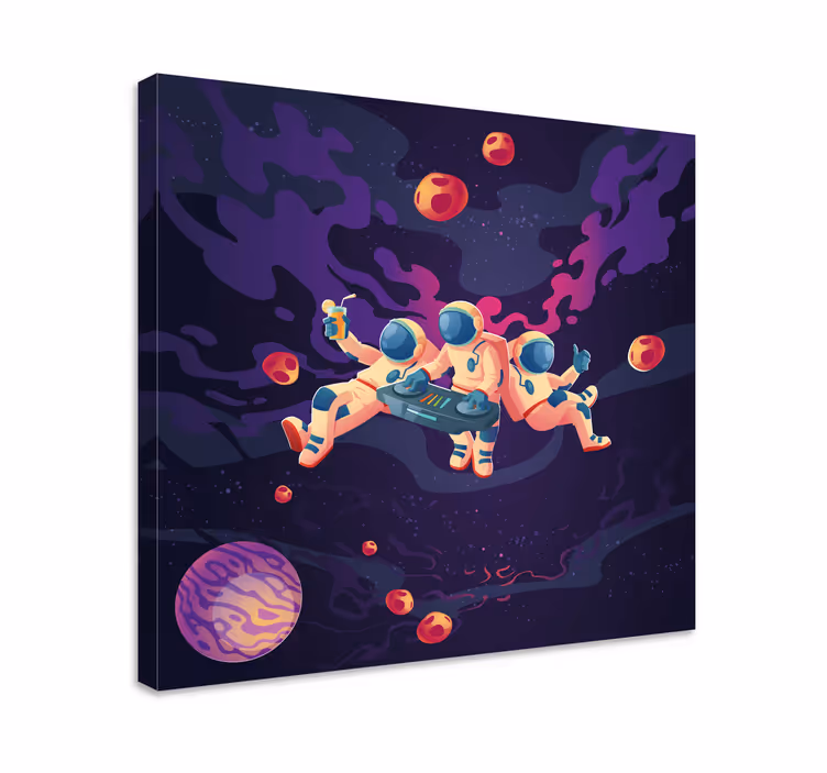 Cuadro videojuego astronautas jugando juntos - TenVinilo